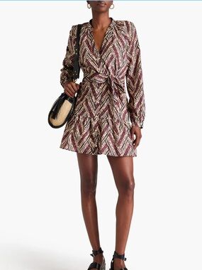 Veronica Beard Georgia Belted Printed Mini Dress 0